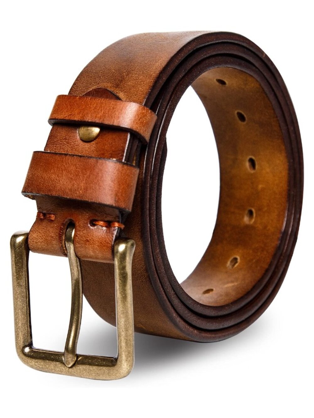 Full Grain Leather Mens Work Belt Heavy Duty 5MM Thick 1.5 Inch with Buckle